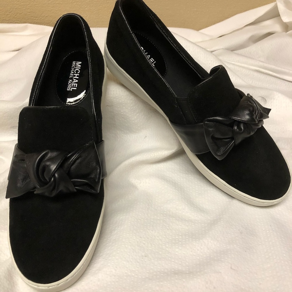 Michael Kors  Black Suede/leather slip on sneakers